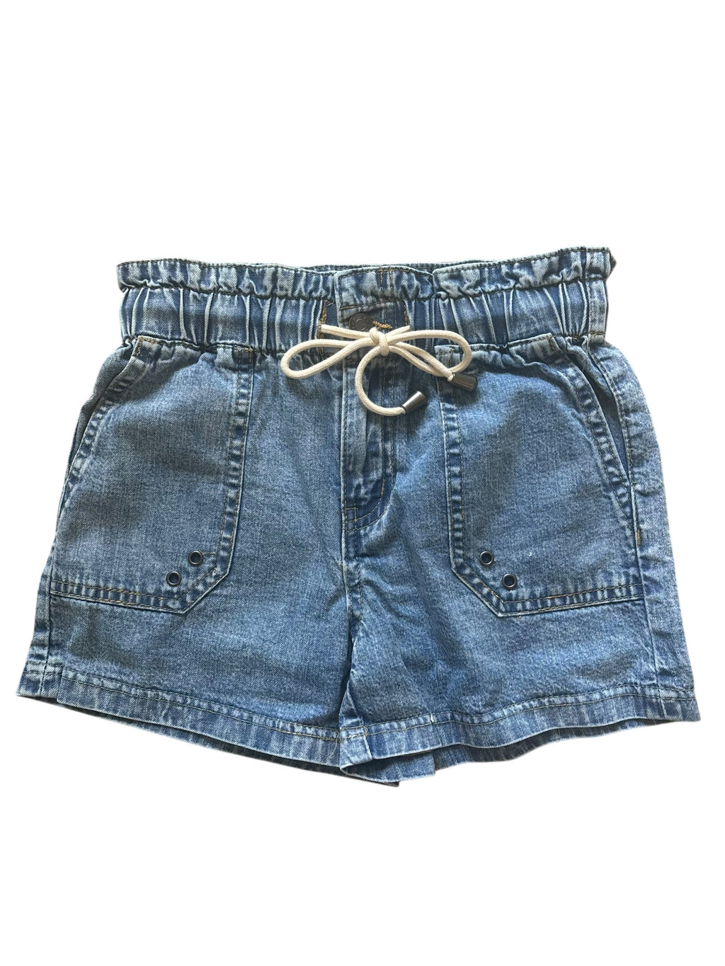 Tractr Indigo Paperbag Waist Shorts