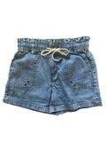 Tractr Indigo Paperbag Waist Shorts