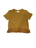 Hayden Girls Mustard Fringed Tassel Hem Textured Knit Top
