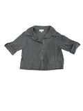 Hayden Girls Black Roll Sleeve Button Up Seersucker Shirt