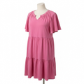 Hayden Girls Pink Washed Tencel V Neck Tiered Dress