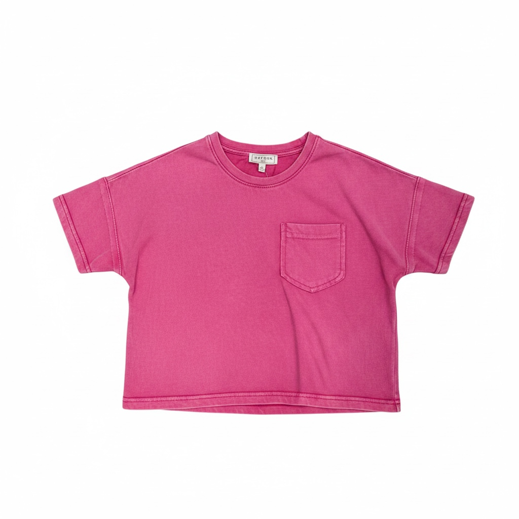 Hayden Girls Pink Washed Raw Edge Pocket Tee