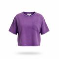 Hayden Girls Purple Washed Raw Edge Pocket Tee