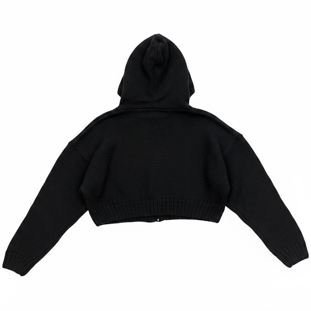 Kimberly C Black Cropped Zipped Sweater