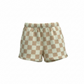 Kimberly C Beige Checkered Cotton Shorts