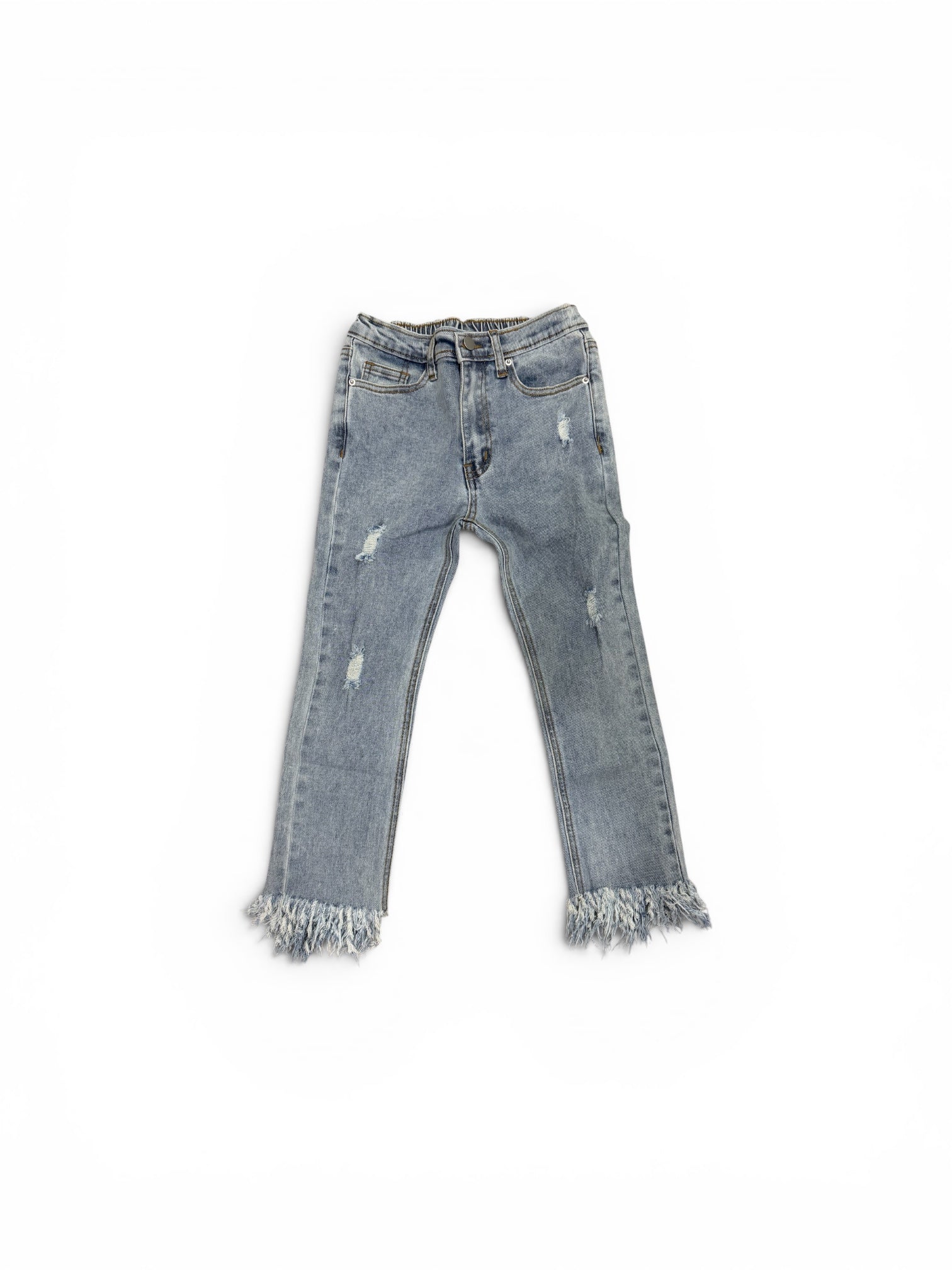 Hayden Girls Light Denim Distressed Frayed Hem Jeans