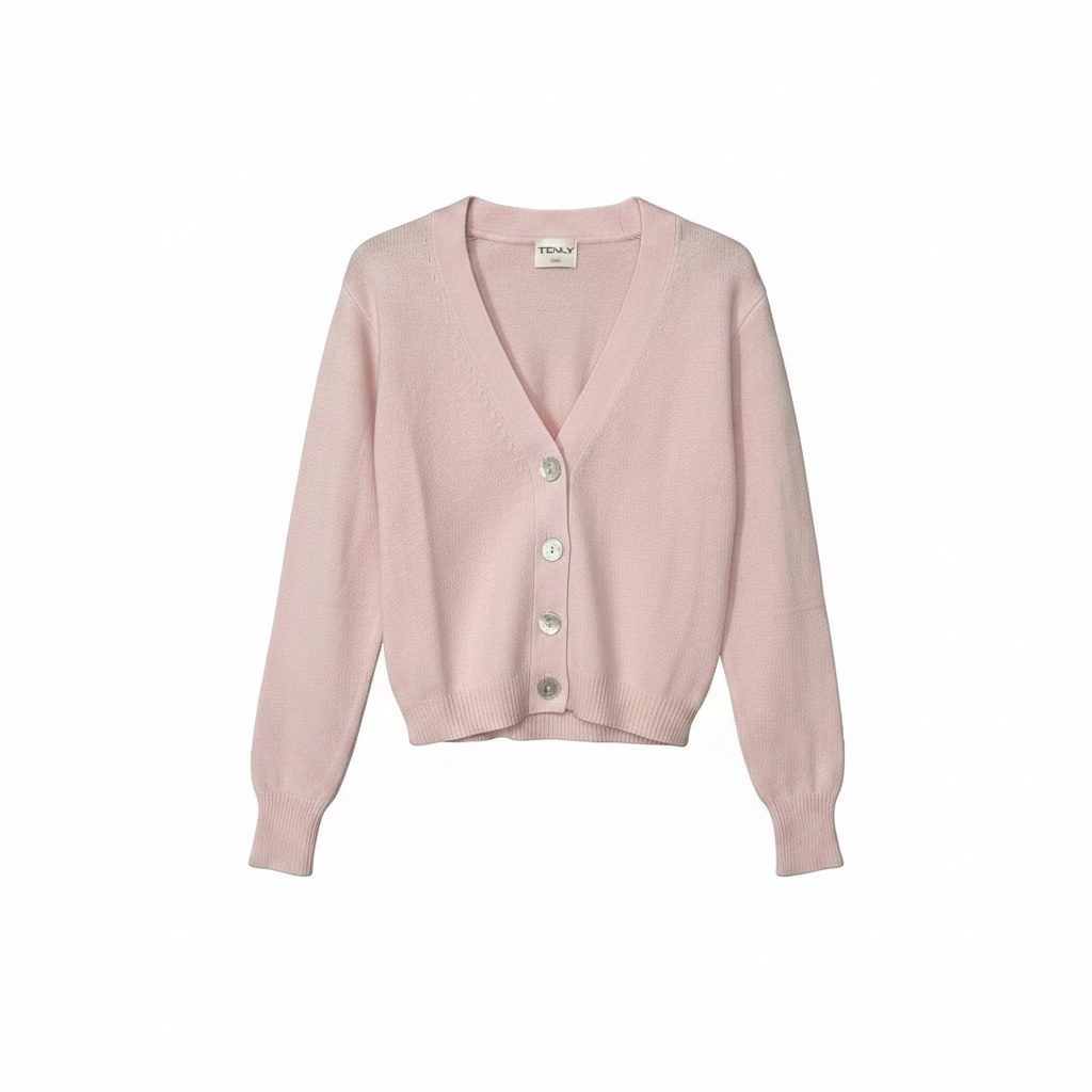 Tenly Pink V-Neck Button Down Sweater
