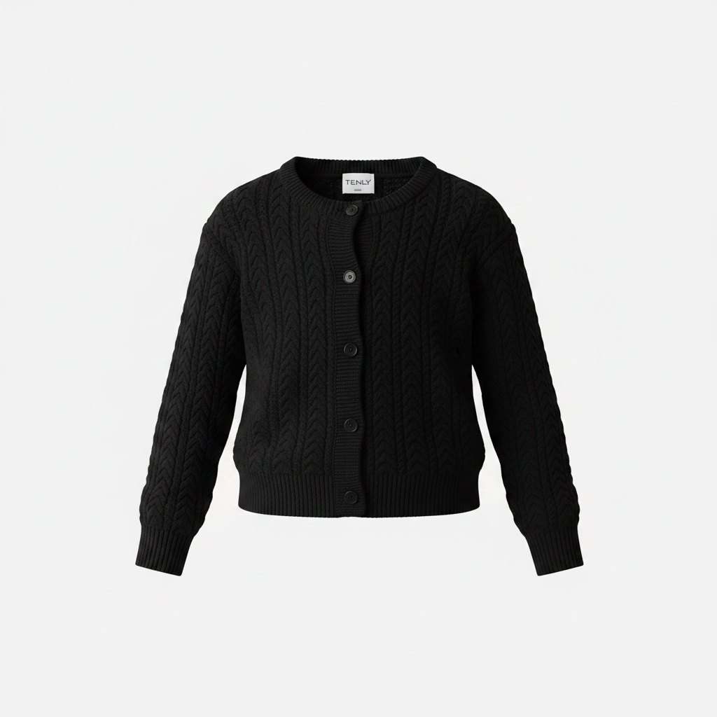 Tenly Black Cropped Cardi Sweater