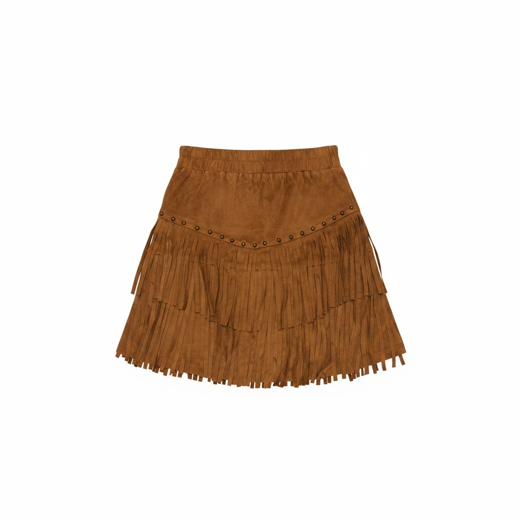 Hayden Girls Camel Studs and Fringe Suede Skirt
