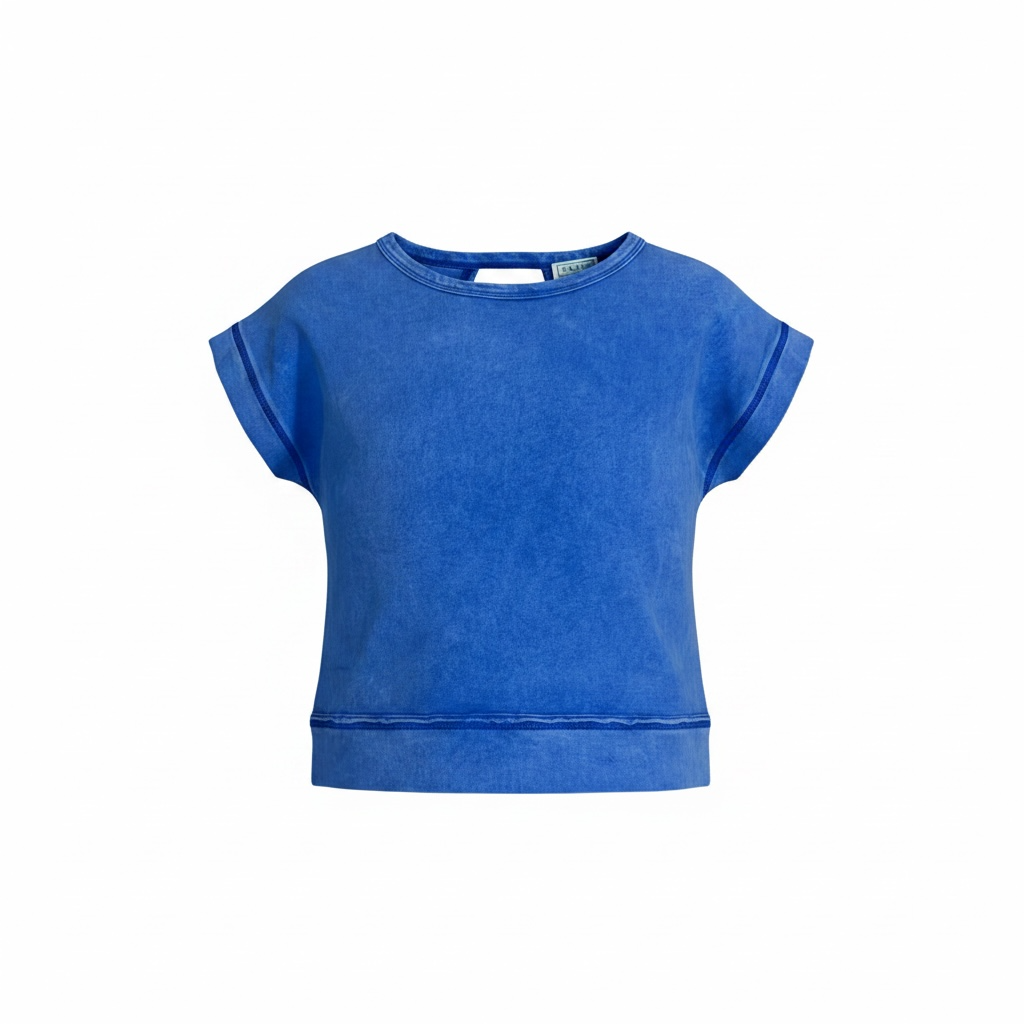 Hayden Girls Blue Open Tulip Back Washed Knit Tee