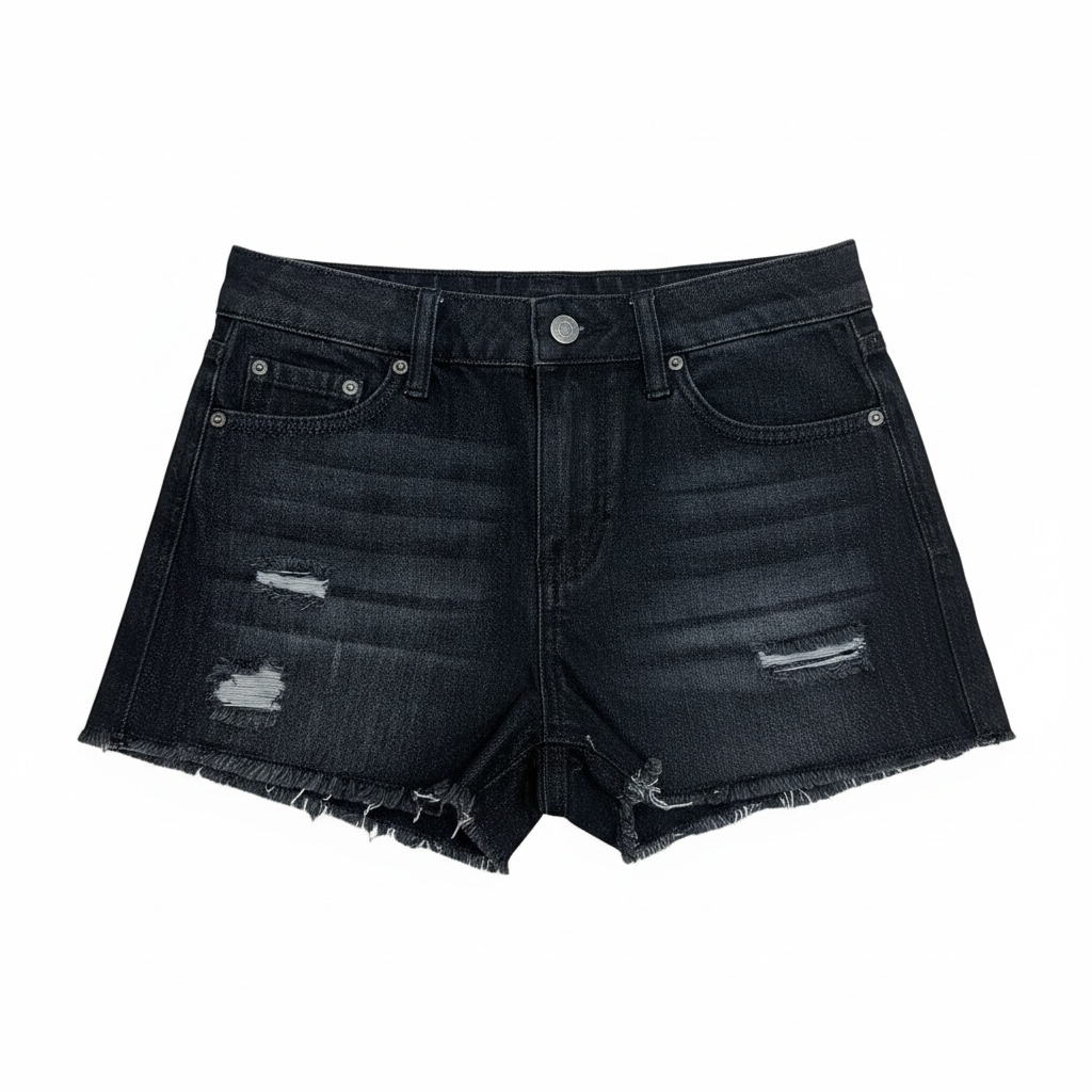 Tractr Black Weekender Short With Destruction