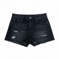 Tractr Black Weekender Short With Destruction