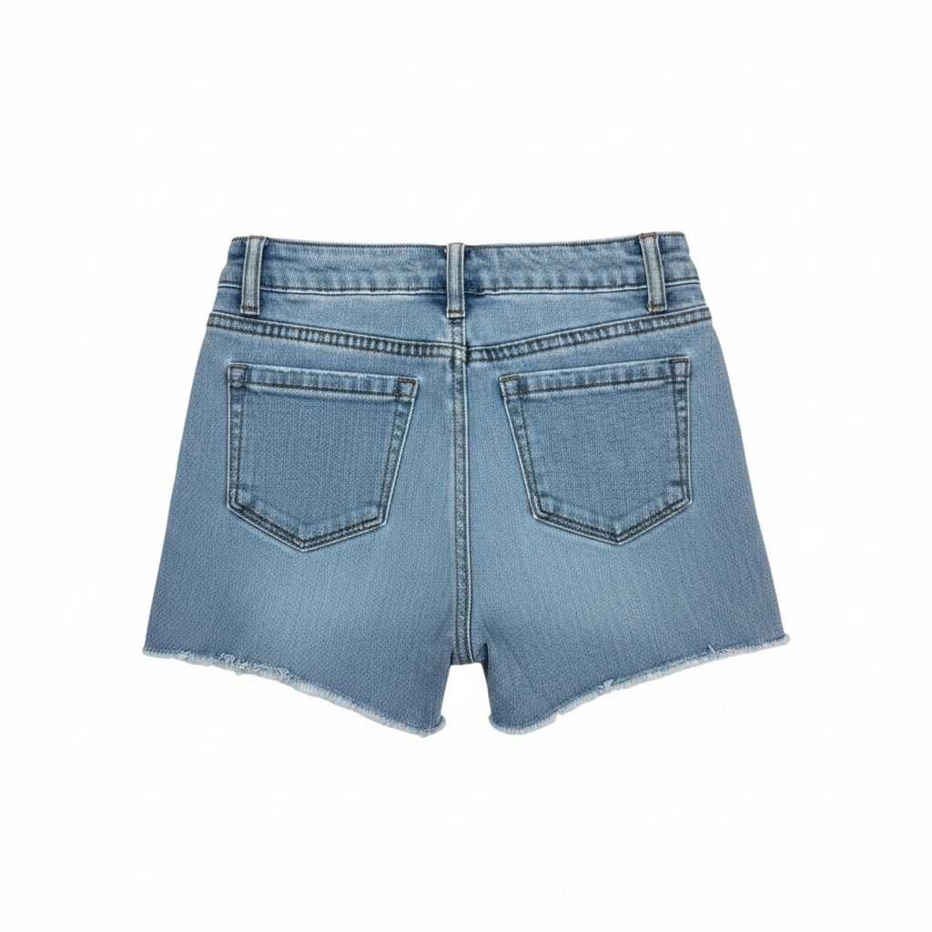 Tractr Blue Jean Weekender Short With Destruction